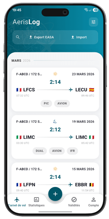 AerisLog home screen
